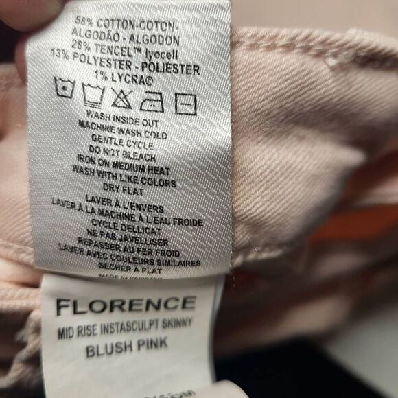DL1961 Womens Florence Instasculpt Skinny Jeans Size 30 Pink Raw Hem Mid Rise - Picture 6 of 9